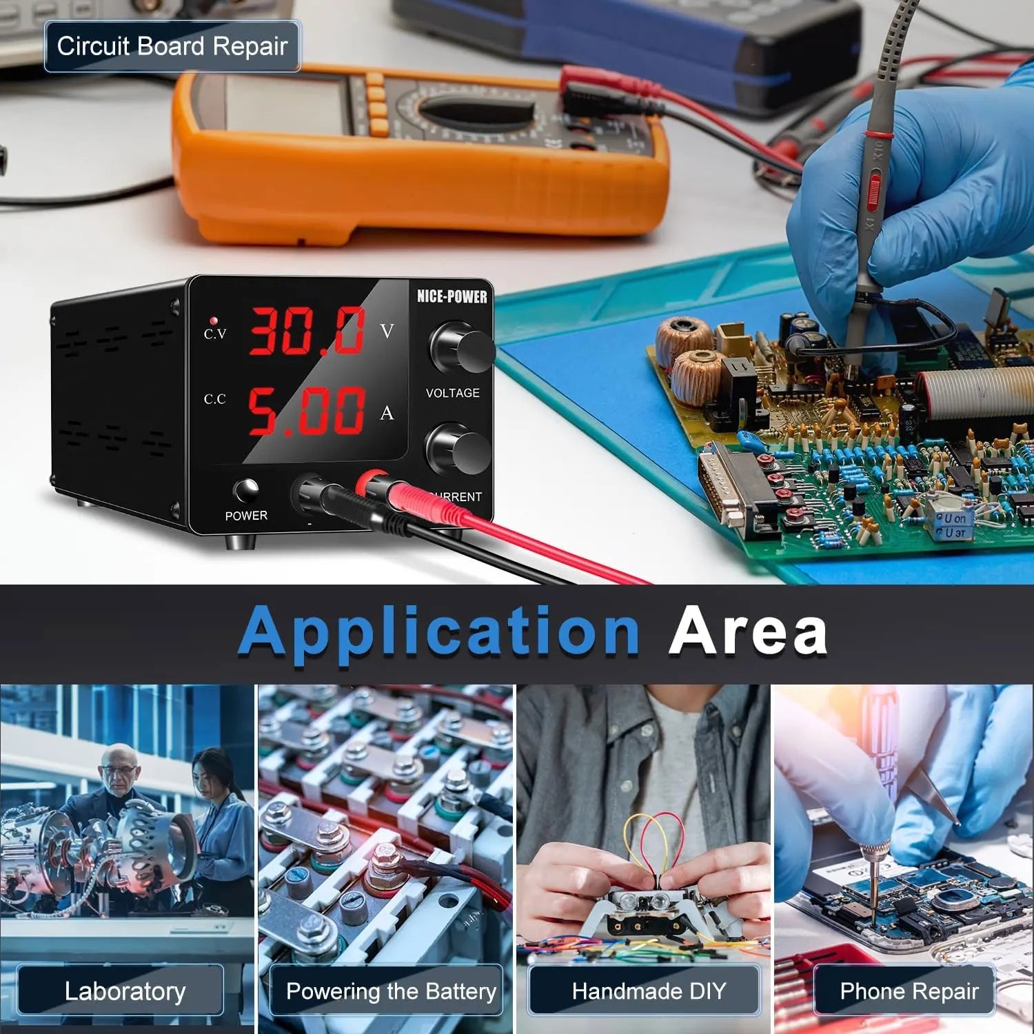 KUAIQU SPS3010S DC Power Supply 30V 10A Lab Power Source OCP OVP OUTPUT Switching Voltage Regulator Phone Repair Plating Testes