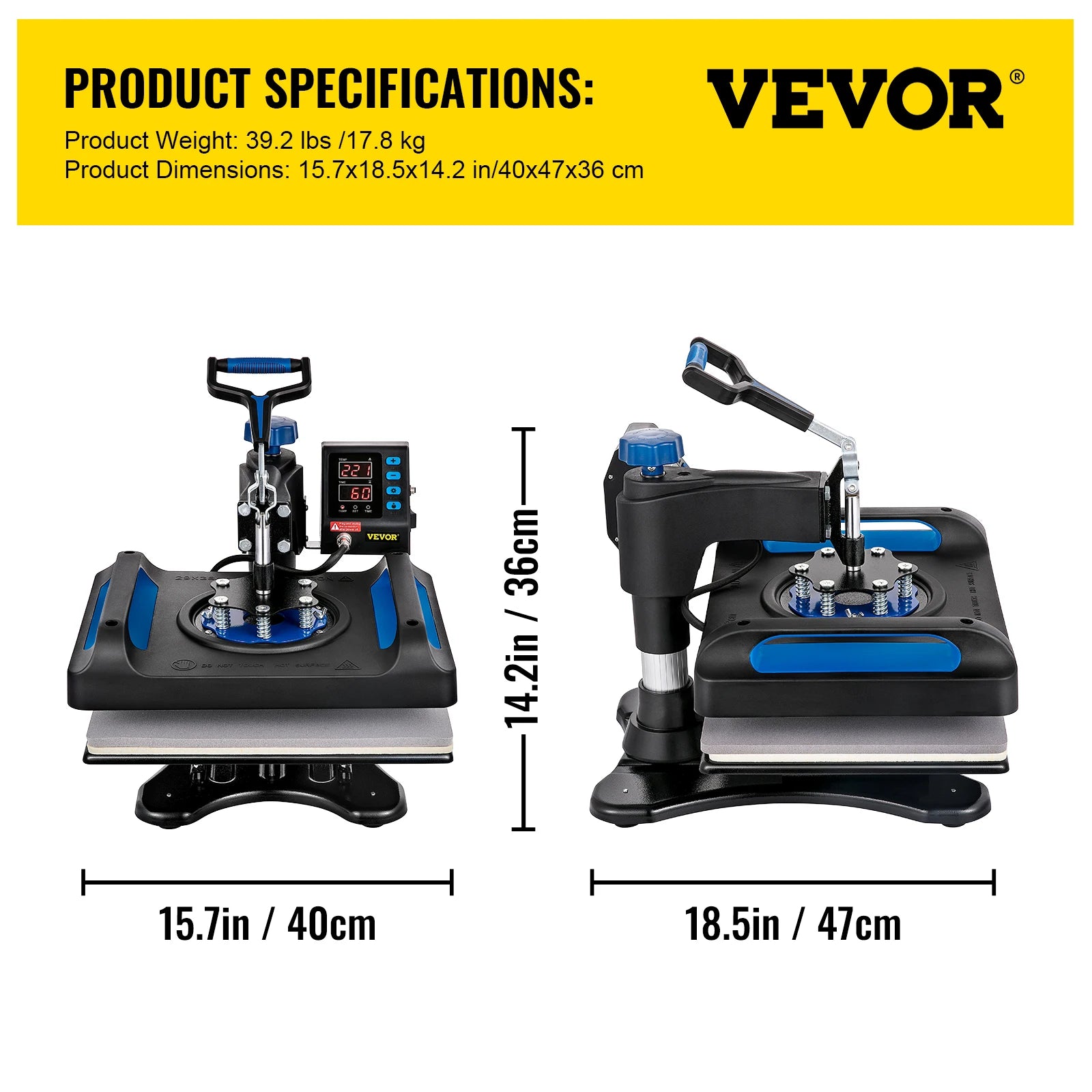 SucceBuy Heat Press Machine 12 x 15 /15x15 Inches Fast Heating 360 Swing Away Digital Sublimation T-shirt Vinyl Transfer Printer