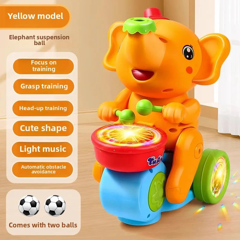Musical Walking Elephant Drummer Toys for  Kid Musical Toy with LED Light Music Sensory Activity Toys Learning Educational Toys