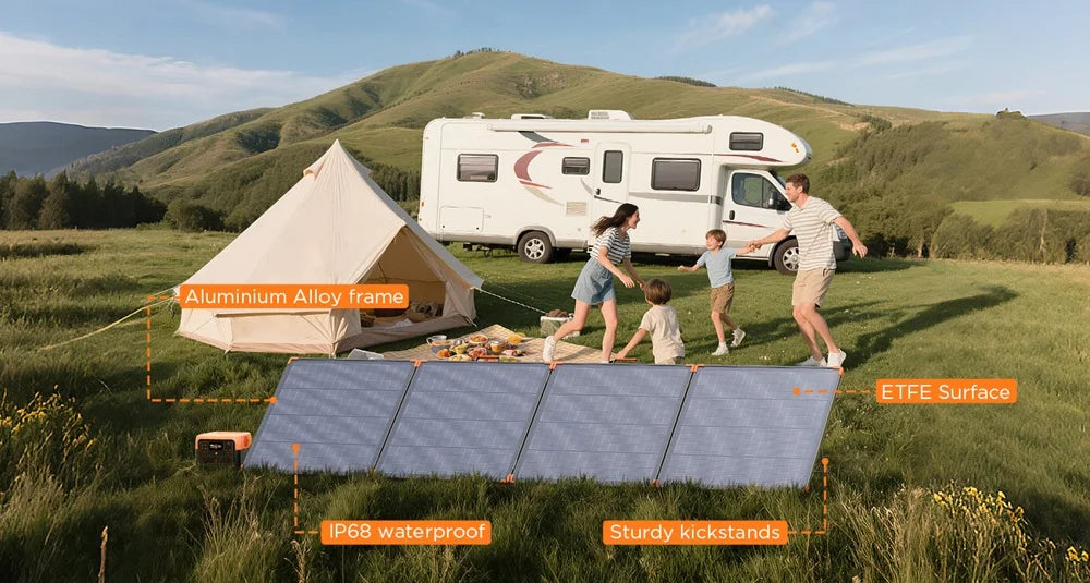 ZOUPW 400W Portable Solar Panel N-Type 16BB High-efficiency N-Type 16BB Cells with a 25% Conversion Rate Durable ETFE Layer