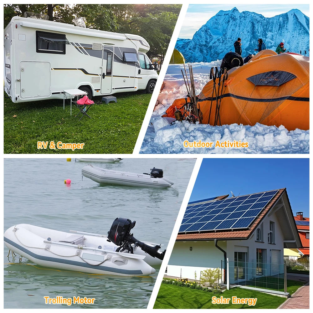 FLLYROWTH 12V 100Ah LiFePo4 Lithium Battery Pack 100A BMS For RV Boat Motors Inverter Solar Wind Lithium Iron Phosphate Battery