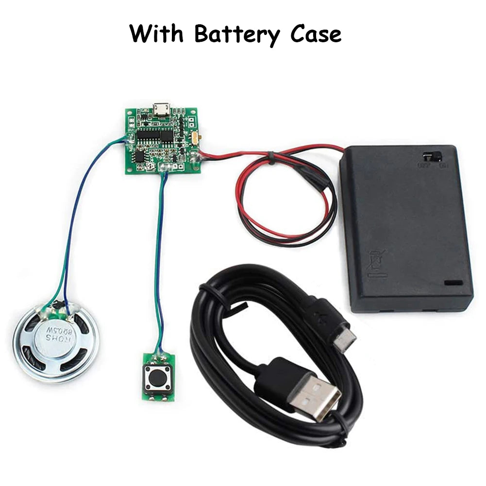 Recordable Sound Module 8M MP3 WAV Music Voice Player Programmable Board with Speaker Button Control for Music Box Greeting Card