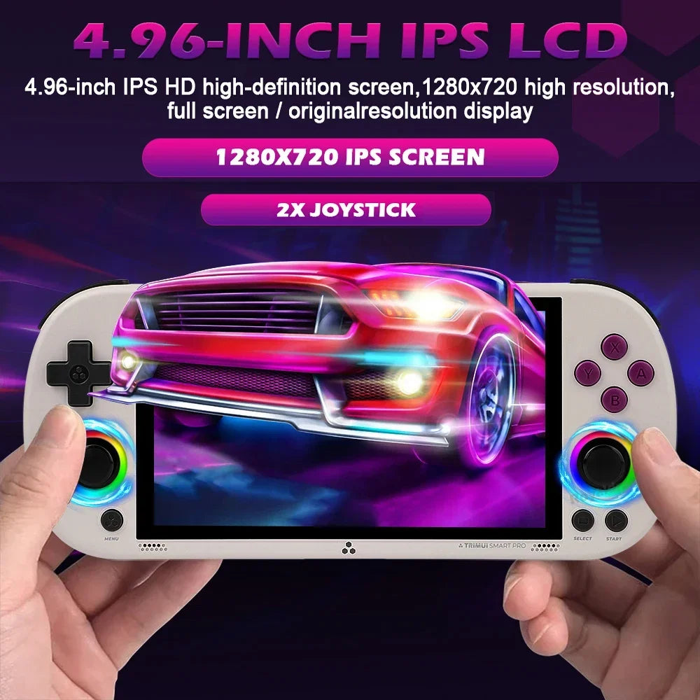 Trimui Smart Pro Handheld Game Console 4.96''IPS Screen Joystick RGB Lighting Linux System Smartpro Retro Video Game Player Gift