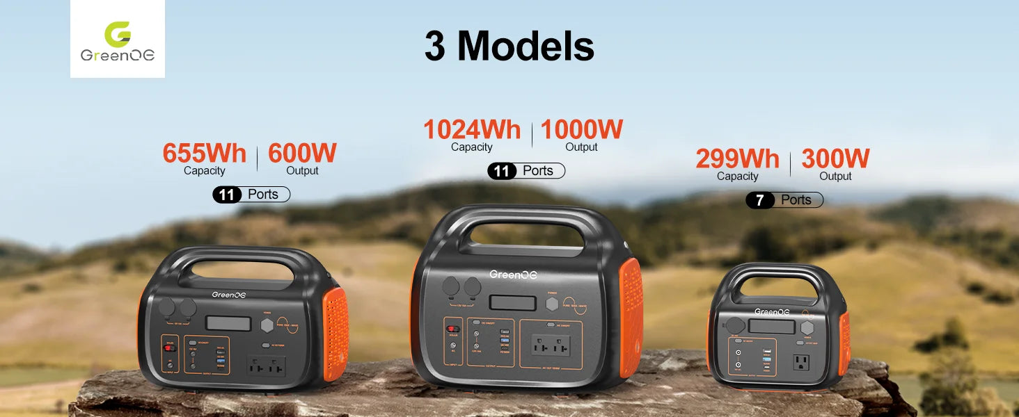 1000W 1024Wh Portable Power Station USB-C Camping Power Bank for Outdoors Solar Generator with LED 11 Ports Travel Home
