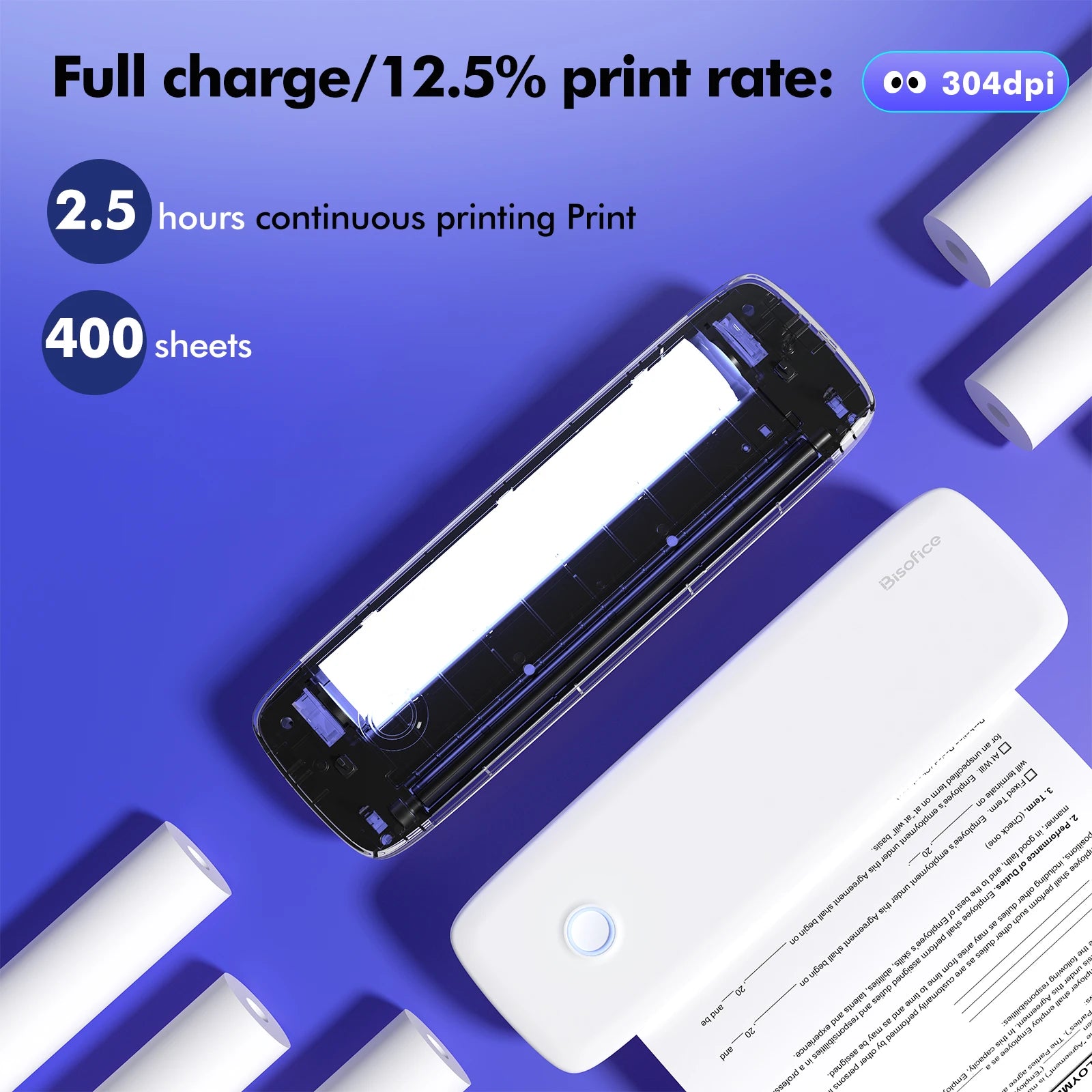 L81 A4 Thermal Printer Portable Printers Wireless Multi Size Versatile Mobile Thermal Printer 304DPI Study Office Work Tools
