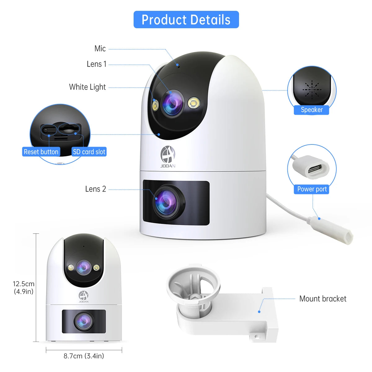 JOOAN 6MP HD 5G WiFi Outdoor Camera Dual Lens Dual Screen Home Security PTZ IP Camera Auto Tracking Video Surveillance Camera