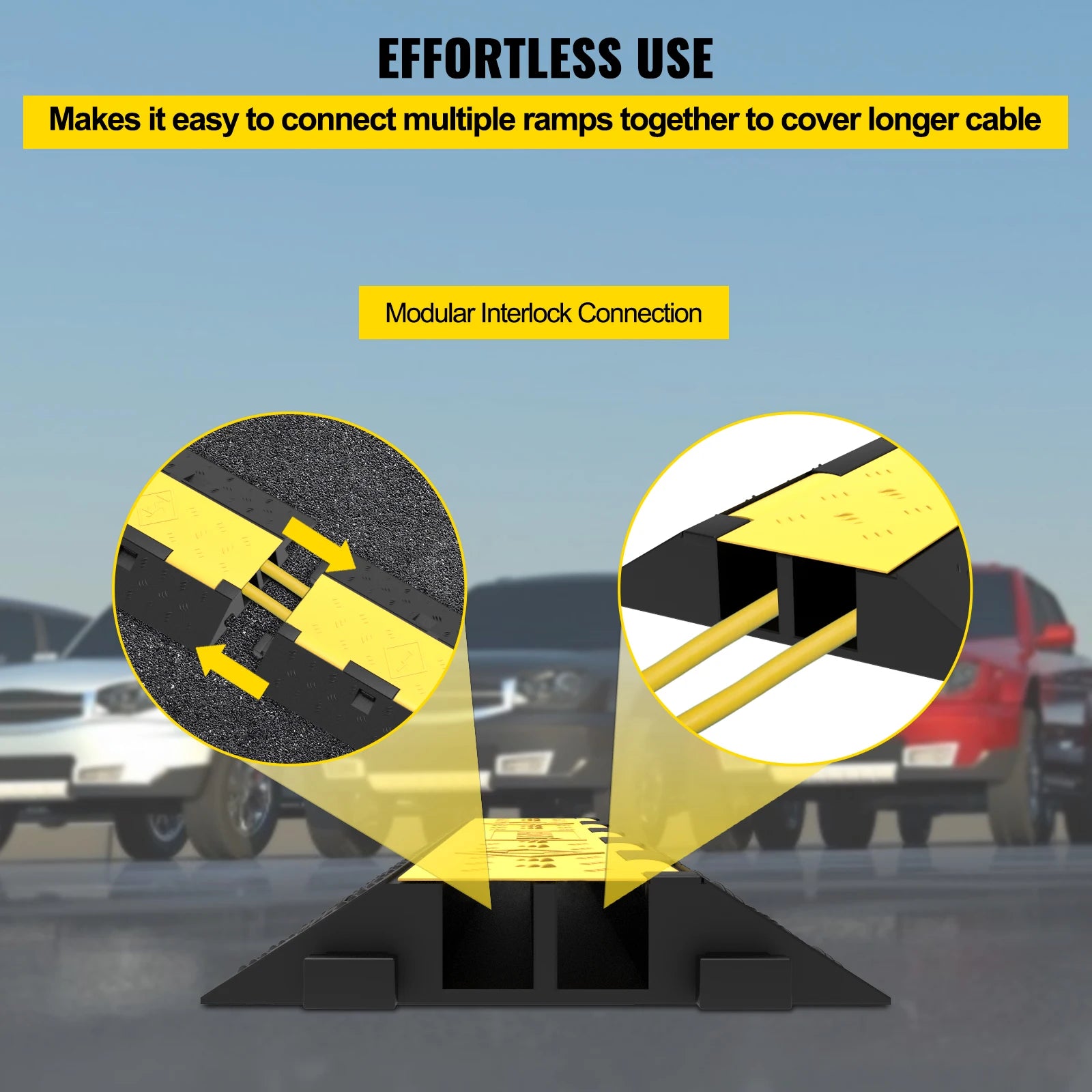 SucceBuy Cable Protector Ramp Wire Cable Cover Cord Guard 2 Channels Rubber + PVC 11000LBS Speed Bump Parking Driveway Traffic