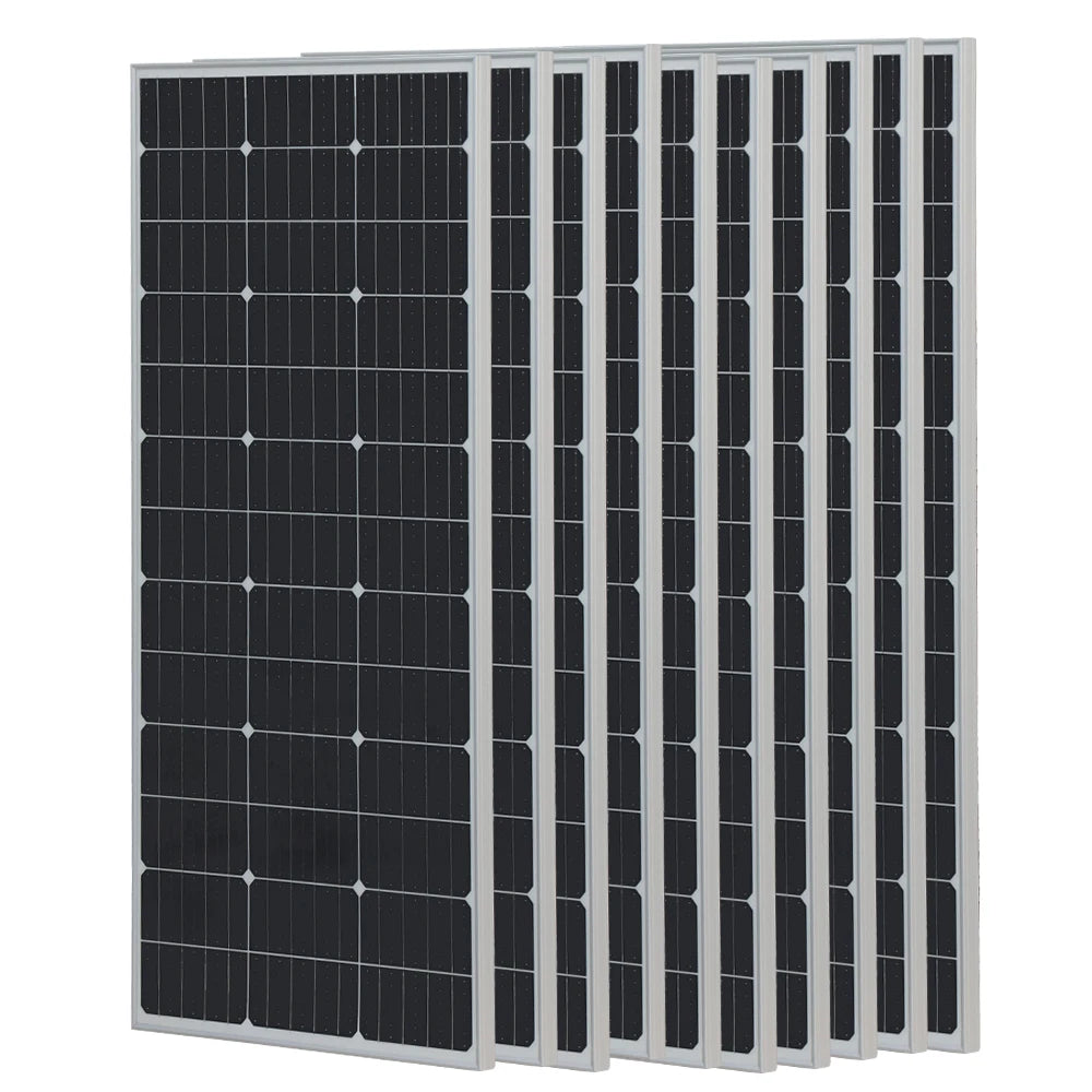 Solar Panel PV 900W 750W 600W 450W 300W 150 W Mono Cells Kit | Photovoltaic Aluminium Frame Camping Balcony Home Charge 12V