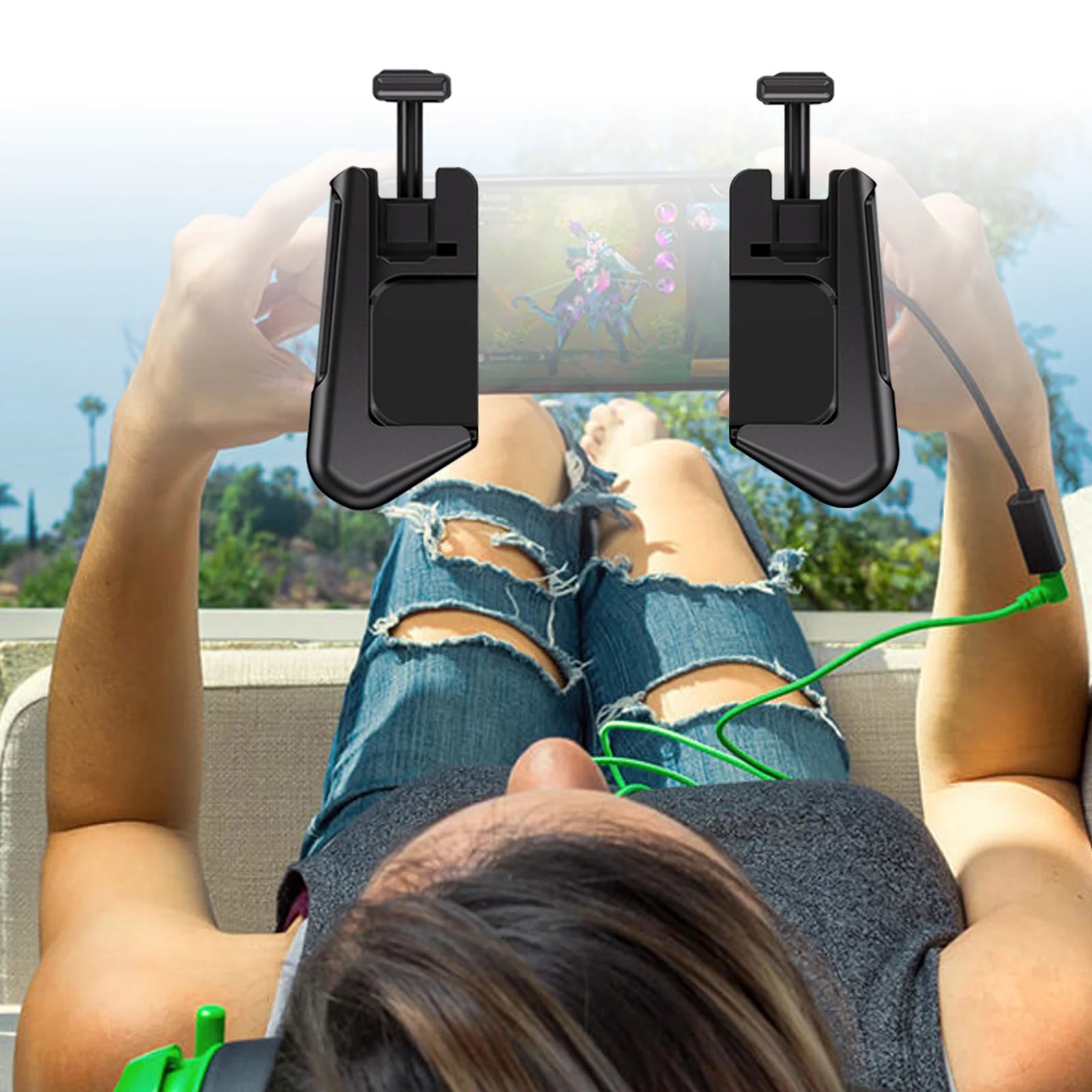 Mobile Game Controller Gamepad Mobile Game Handle Adjustable Mobile Gaming Controller Grip With Triggers For Phones