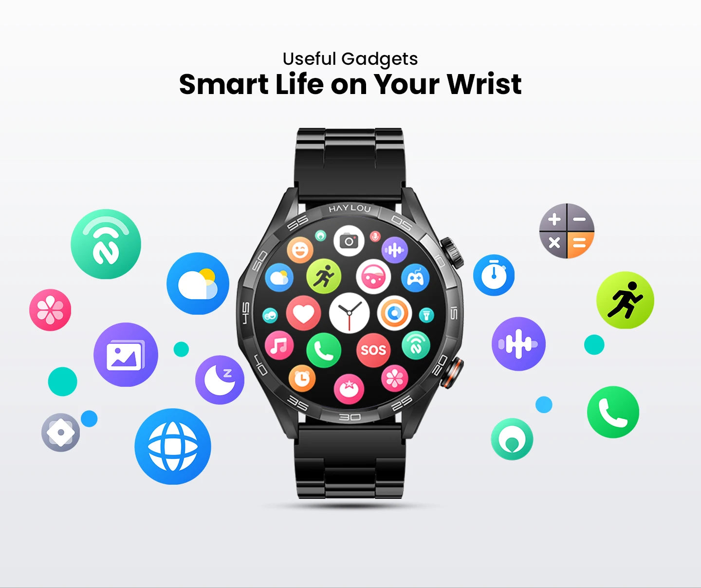HAYLOU Solar 5 Smartwatchs 1.58'' AMOLED Display 60Hz Smart Watch Voice Calling 24H Health Monitoring Sports Smartwatch for Men