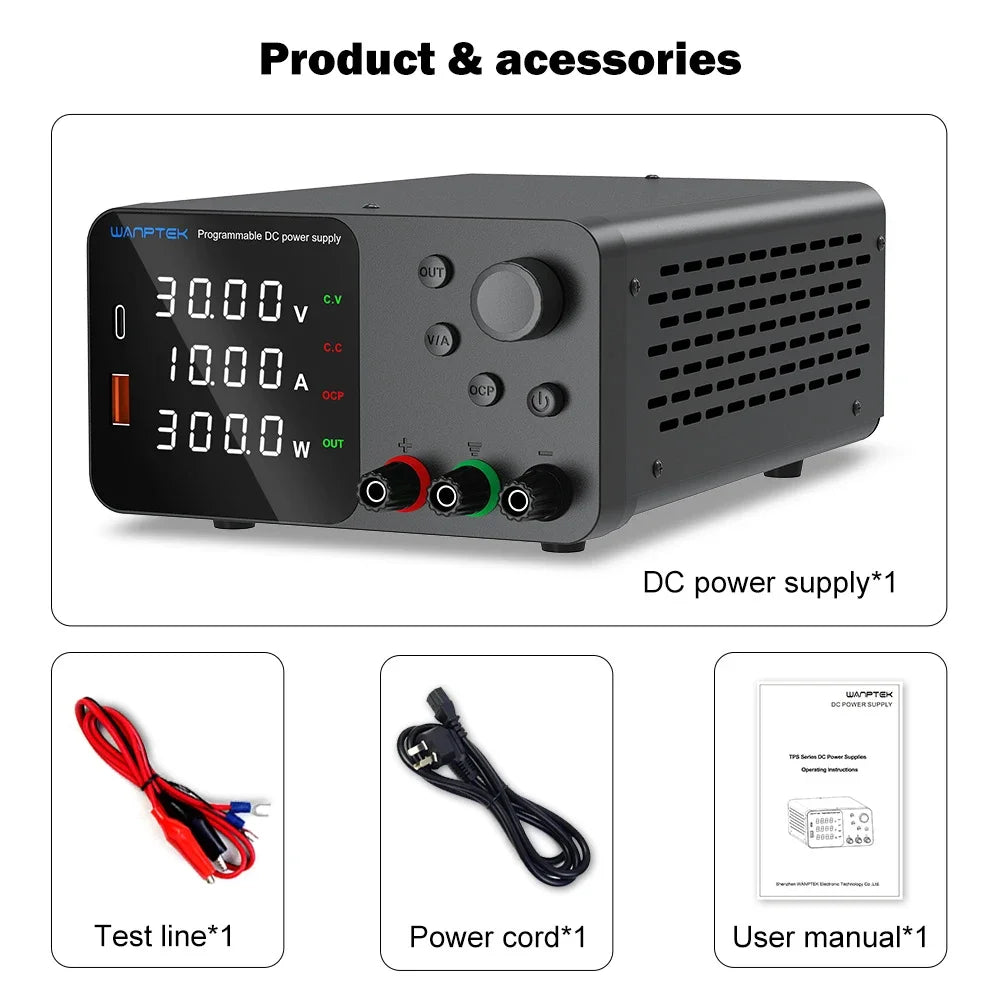 Wanptek Adjustable Lab DC power supply 30V 5A 10A 60V 5A Bench Power Source Stabilized Voltage USB power supply 120V 3A 160V 2A