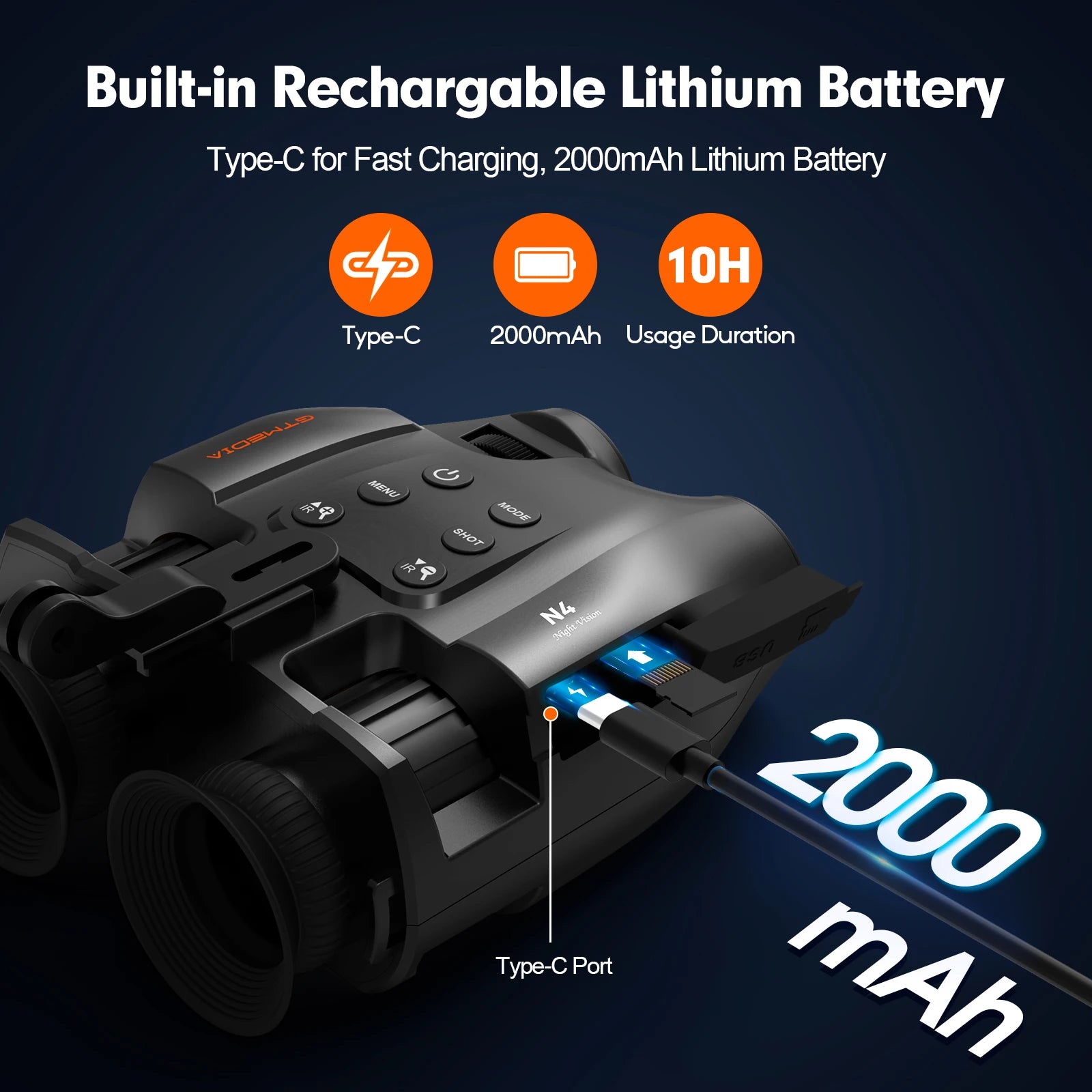Gtmedia N4 Night Vision Binoculars Featuring Adjustable Brightness 5x Zoom And 1080p Video Recording For Outdoor Adventures