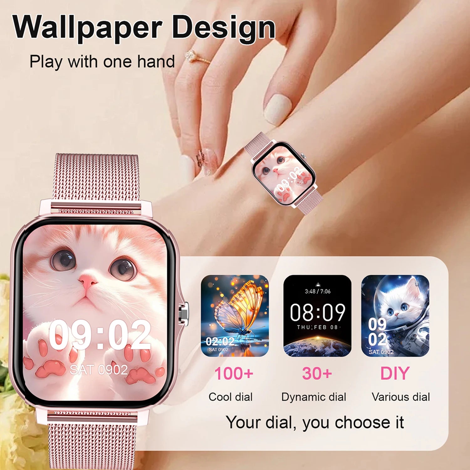 Smartwatch, multi-sport mode, call reminder/rejection, message reminder view, unisex, suitable for Android and iPhone