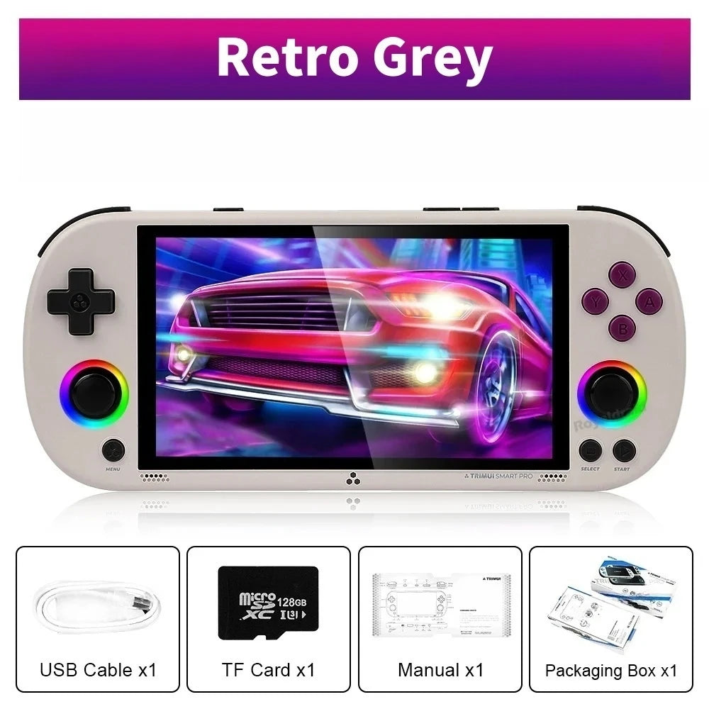 Trimui Smart Pro Handheld Game Console 4.96''IPS Screen Joystick RGB Lighting Linux System Smartpro Retro Video Game Player Gift