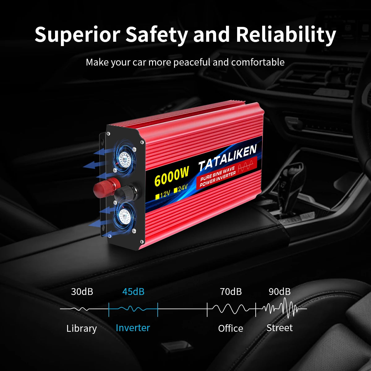 1000W/22000W/3000W/4000W 2 Sockets  Household Car Inverter DC12V to AC110V Pure Wave String 60HZ