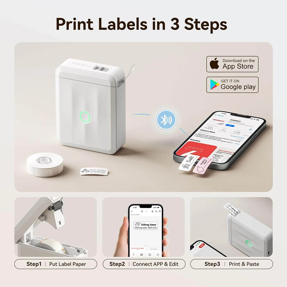 Niimbot D11/D110 Label Maker Wireless Pocket Self-Adhesive Name Tag Sticker Printer for Home Office