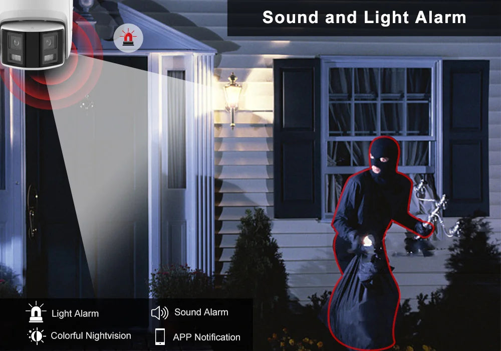 Anpviz 8MP Dual Lens POE Camera Ultra Wide Angel 180° Panoramic Security Camera AI Human Vehicle Detection Audio Warning Alarm