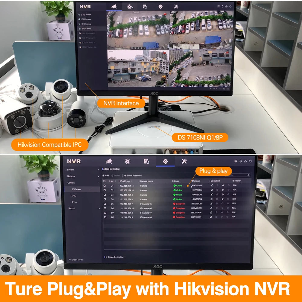 Vikylin Hikvision compatible 8MP 5X Zoom PTZ IP Camera with 2-Way Audio MD2.0 IP66 Outdoor Video Surveillance Camera Onvif CCTV