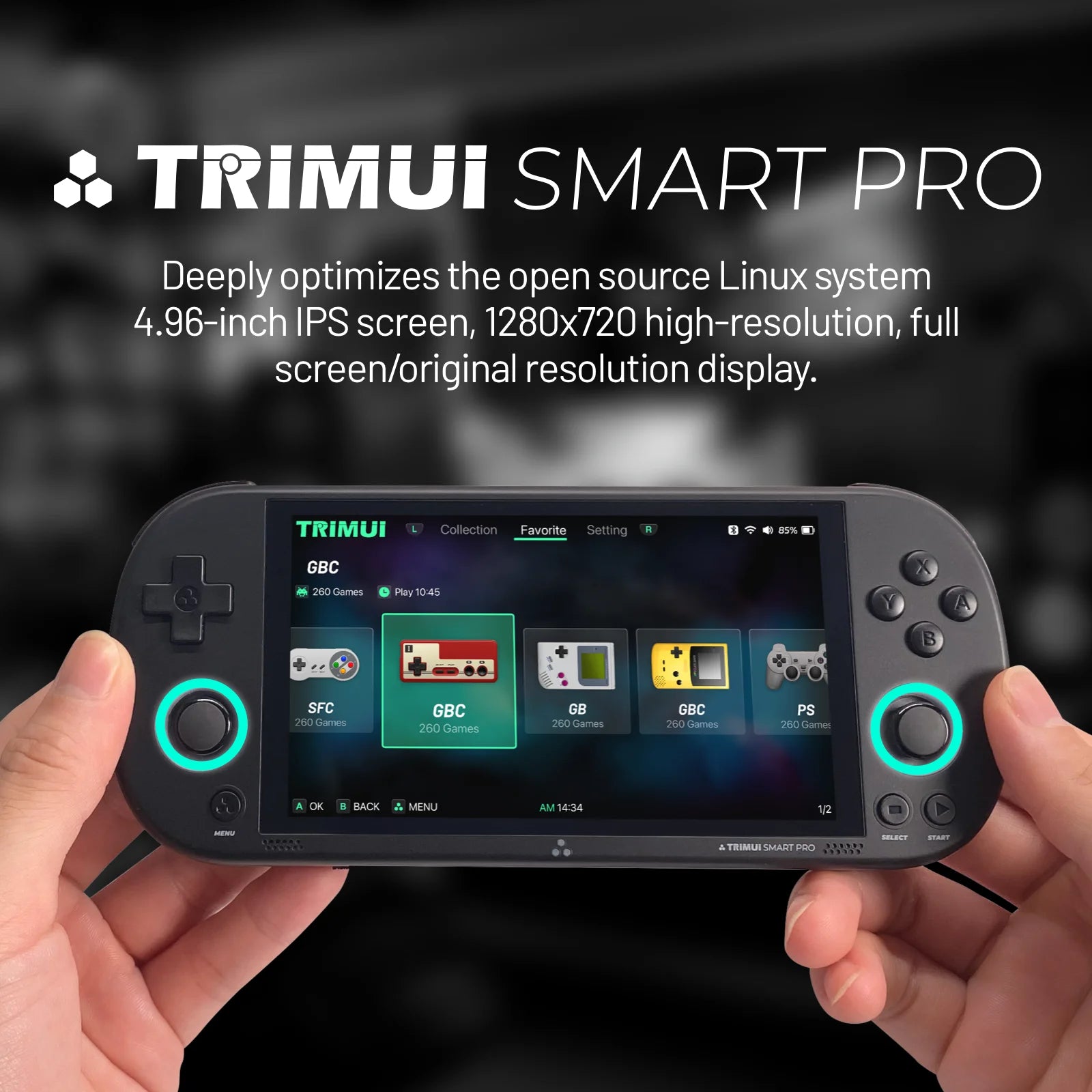 Trimui Smart Pro Handheld Game Console 4.96''IPS Screen Joystick RGB Lighting Linux System Smartpro Retro Video Game Player Gift