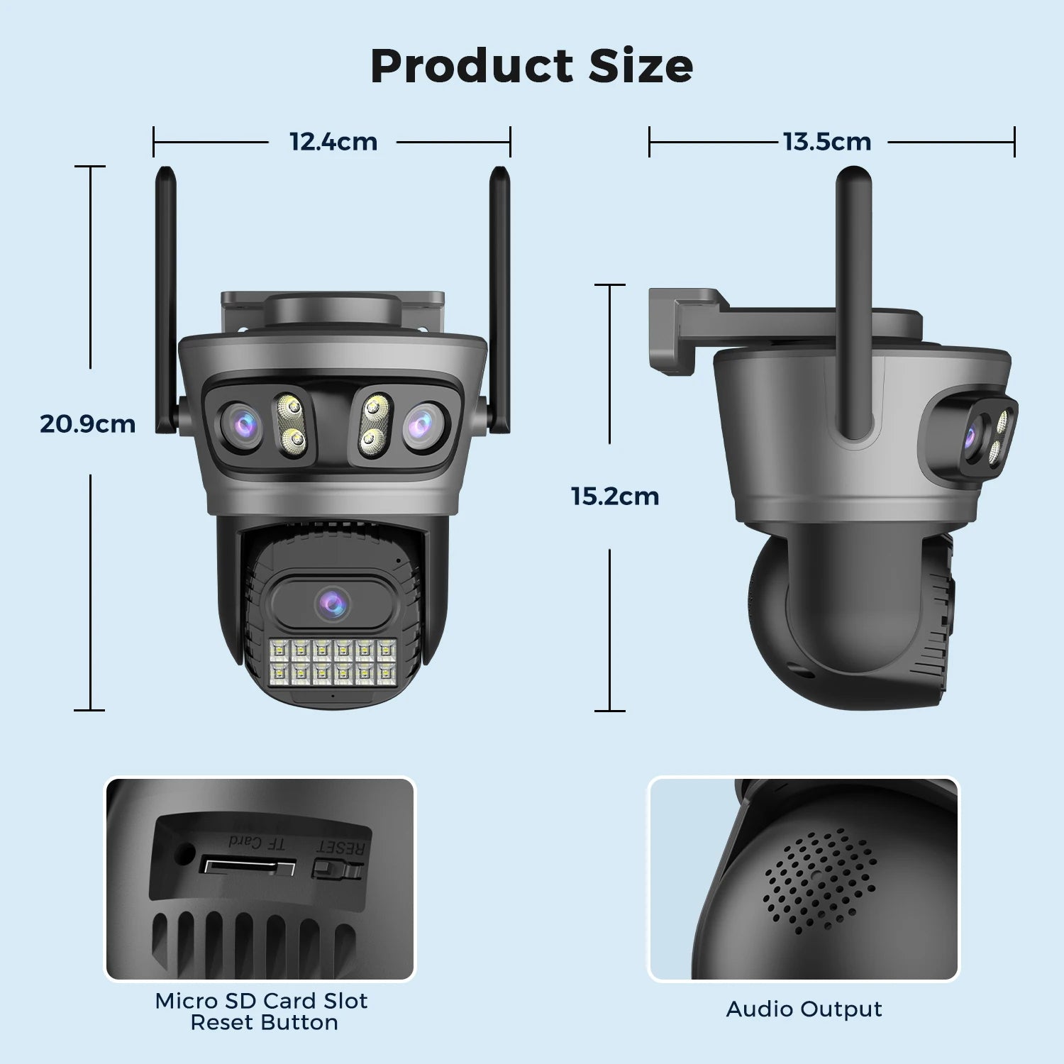 15MP 8K Wifi Camera Outdoor Three Lens Three Screens HD Wifi Security Camera Ai Human Detection PTZ 4K Home Surveillance Camera