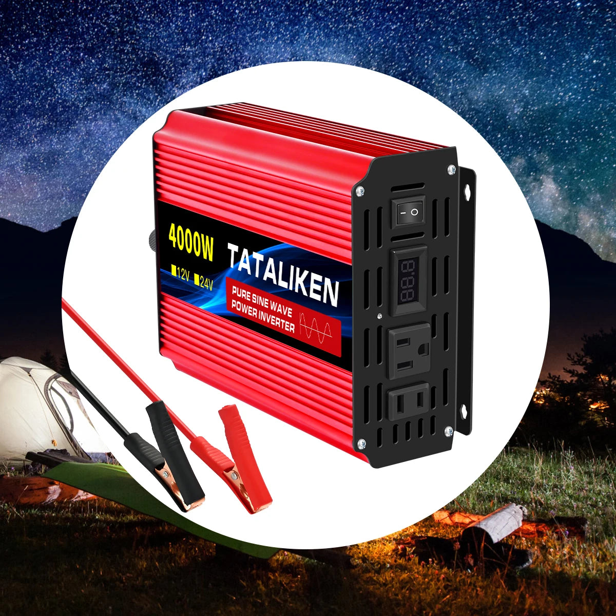 1000W/22000W/3000W/4000W 2 Sockets  Household Car Inverter DC12V to AC110V Pure Wave String 60HZ