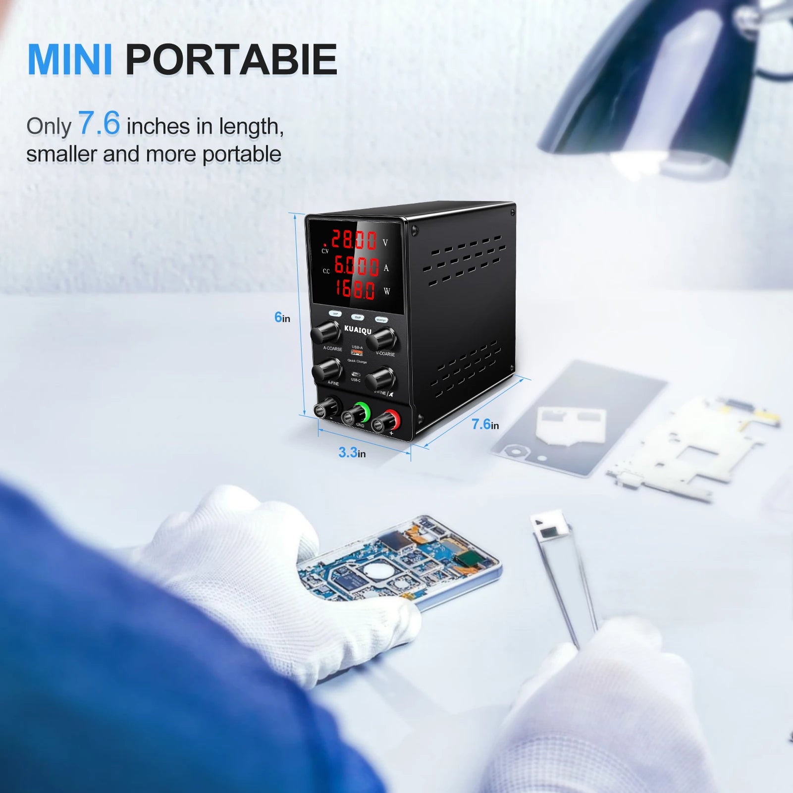 KUAIQU SPS3010S DC Power Supply 30V 10A Lab Power Source OCP OVP OUTPUT Switching Voltage Regulator Phone Repair Plating Testes