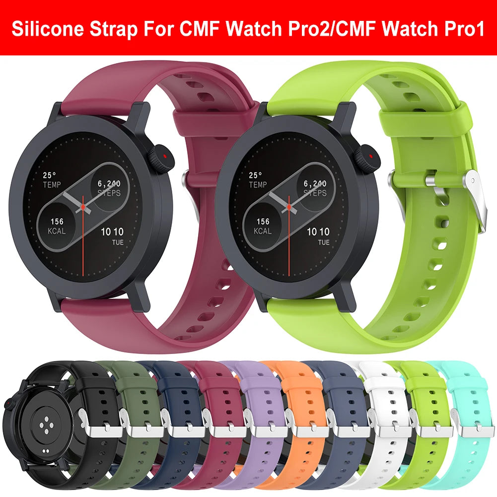 For CMF Watch Pro 2/Watch Pro1 Silicone Strap Adjustable Sports Wristband Bracelet Sweatproof Watchband Replaced Wristband