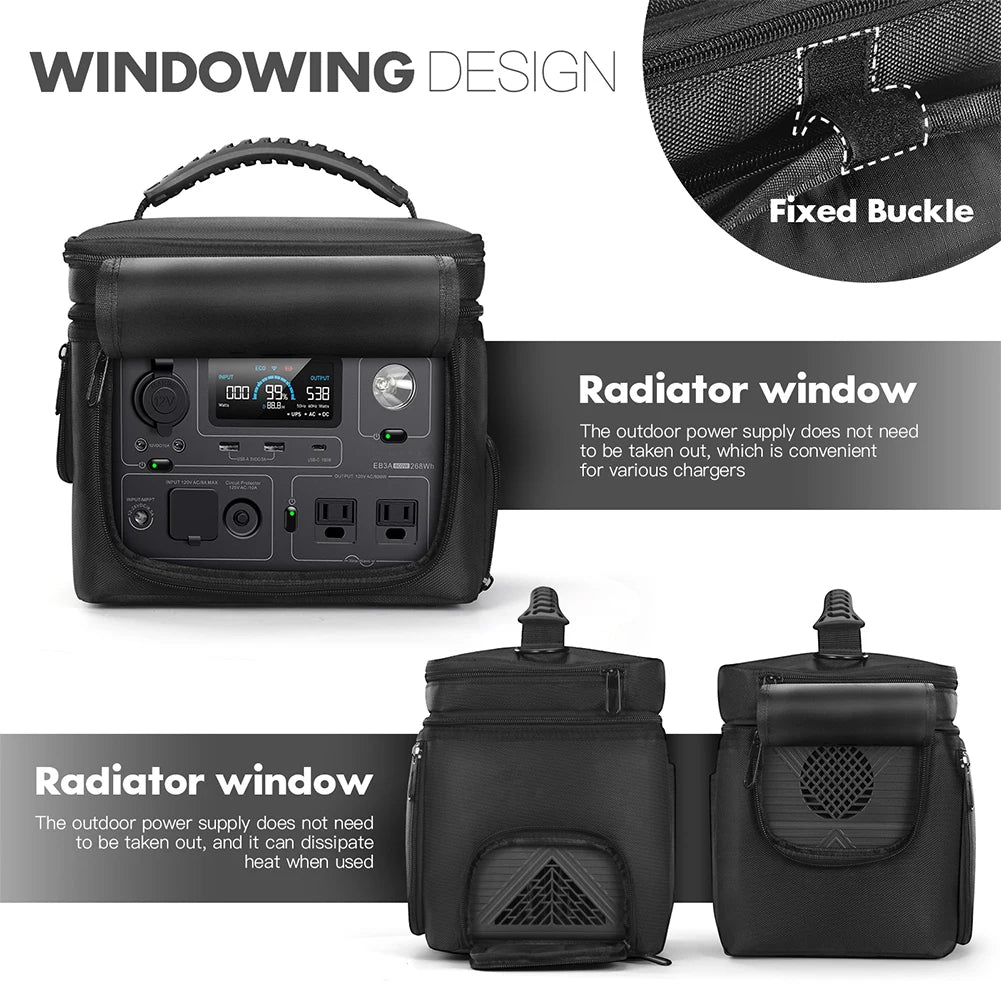 Portable Travel Case Waterproof Power Station Storage Case Protective Storage Bag for BLUETTI Solar Generator EB3A 268Wh LiFePO4