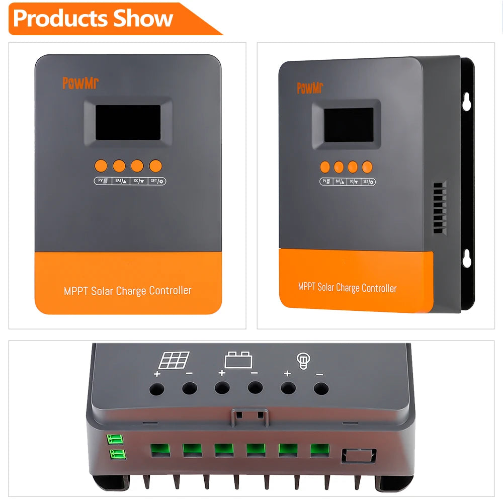 PowMr MPPT 60A 40A 30A 20A LCD Solar Charge Controller 12V 24V 36V 48V Auto Battery Solar Panel Smart Regulator Support Lifepo4