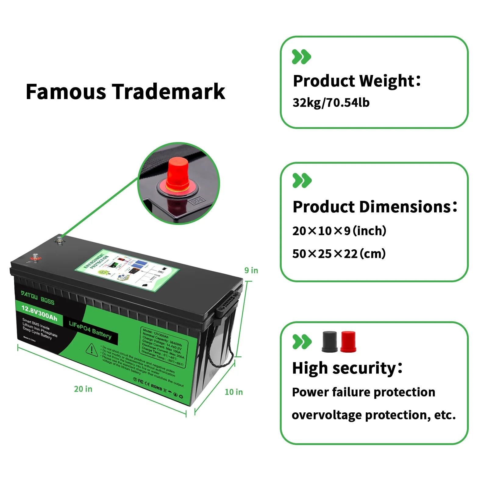 DATOUBOSS Lithium Battry 12V100A200A300A LiFePO4 battery rechargeable Solar Generator With BMS Solar Storage System Deep Cycle