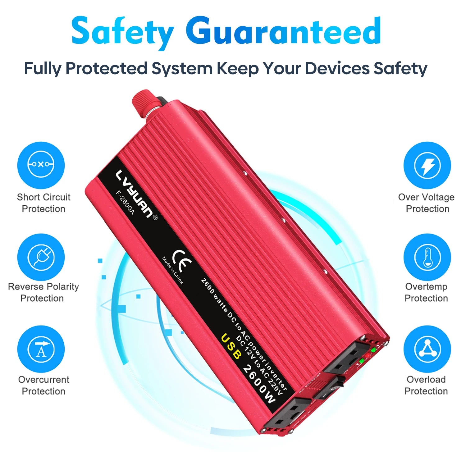 AC110V Power Inverter DC/AC 12V to 120V Car Inversor US Standard Socket 60Hz Outdoor Battery Adapter