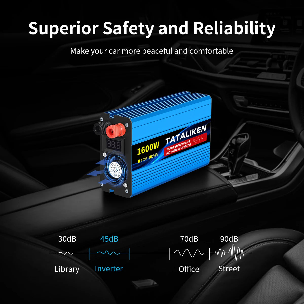 1000W/22000W/3000W/4000W 2 Sockets  Household Car Inverter DC12V to AC110V Pure Wave String 60HZ
