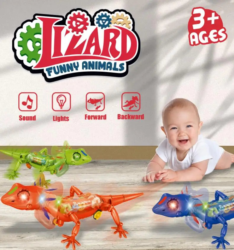 Electronic Pets Lizard Walking Electronic Animal Baby Crawling Friend Interactive Robotic Model Sounds Lights Children Toys