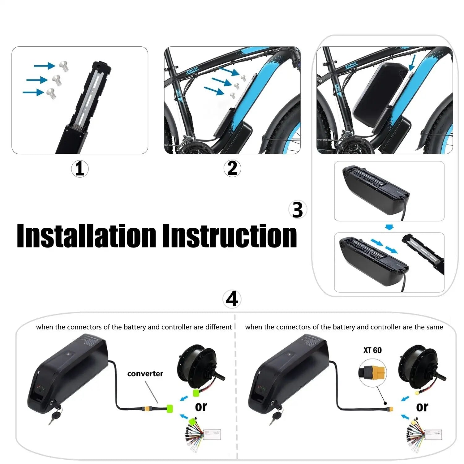 New Hailong EBike Battery 36V 48V 10Ah 15Ah 20Ah Mountain Bicycle 18650 Electric Bateria Pack for Bafang 1500W 1000W 750W 500W