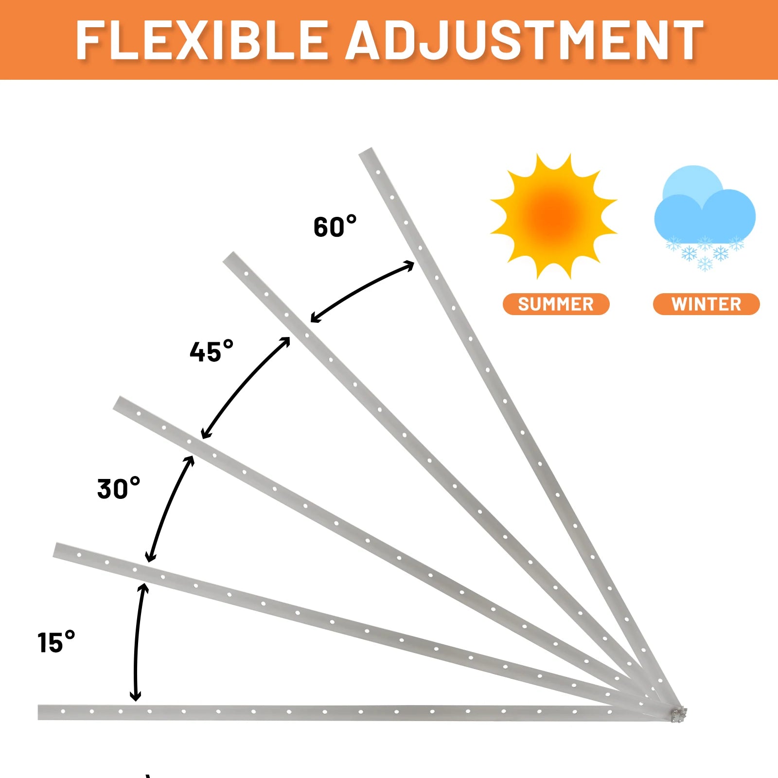 CP-SETUNO 45in Adjustable Solar Panel Tilt Mount Brackets Support up to 100W-500 Watt Solar Panel for Any Flat Surface, Roof, RV