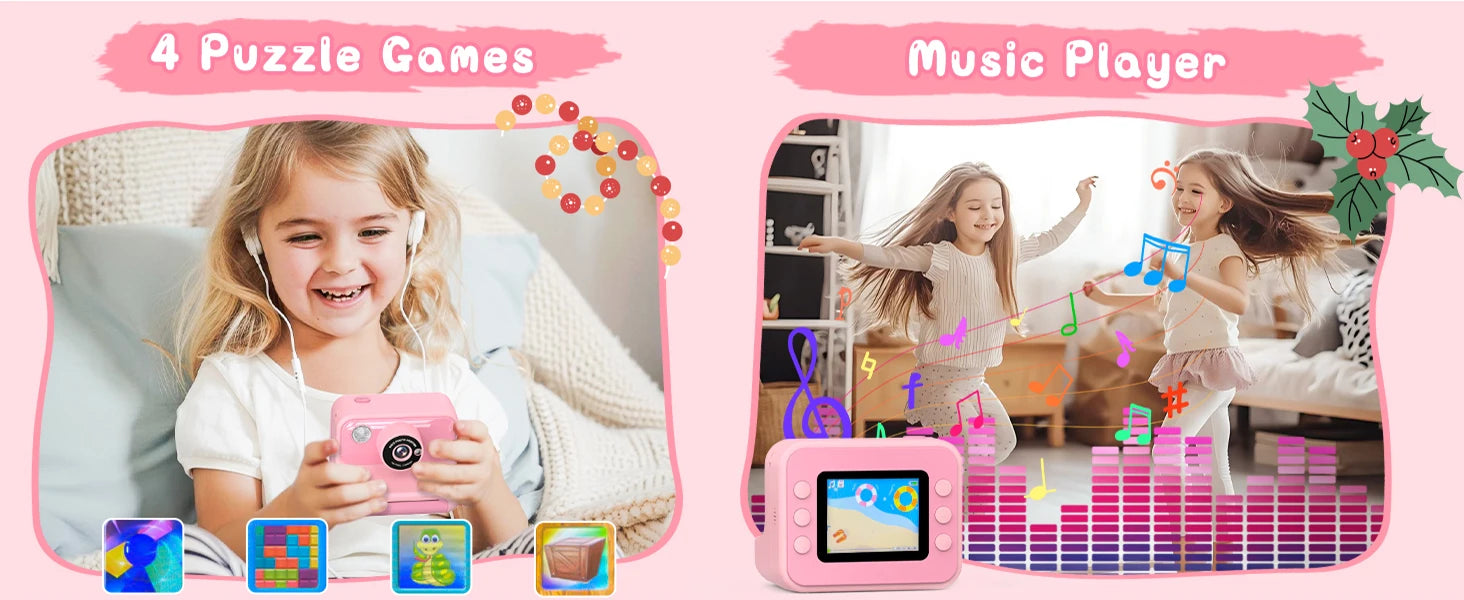Kids Camera Instant Print 1080P HD Thermal Printing Camera 2.4 Inch Mini Digital Camera Toy For Toddle