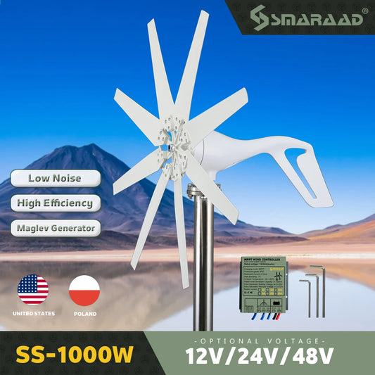 US EU Delivery1000W Horizontal Turbine 12V/24V/48V Low Noise Household 220V Poland Brazil Russia Warehouse Rapid Delivery