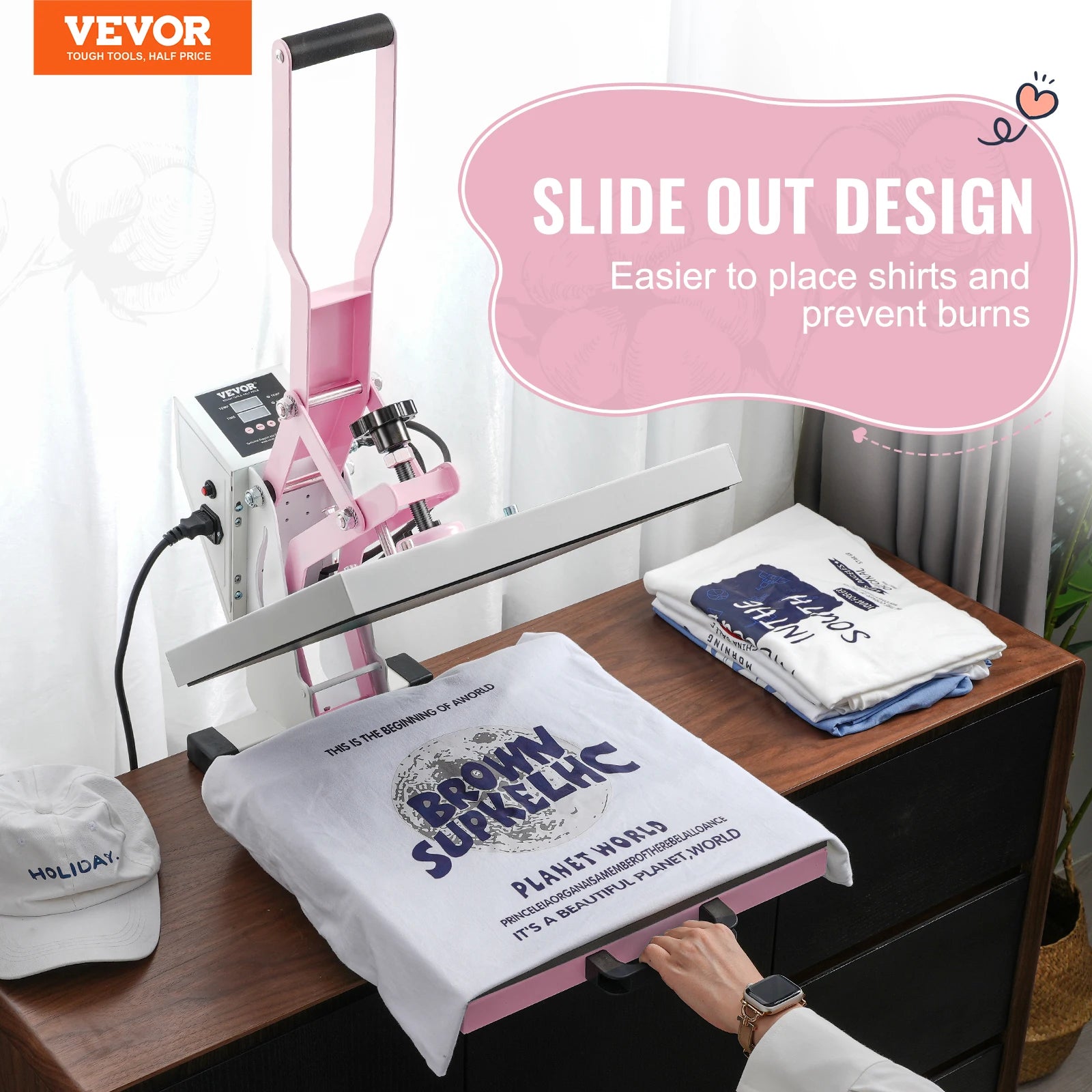 VEVOR Heat Press 15 x 15 in Heat Press Machine, Slide Out Heat Transfer Machine Fast and Even Heating 2-Layer Insulation Cotton