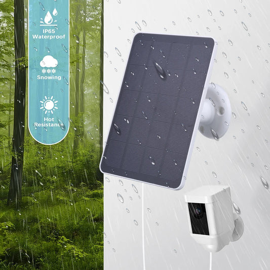 20W IP Security Camera Charger DC3.5x1.35-port Solar Panel Kit Wall Mount Bracket for Ring Spotlight Camera/Ring Stick Up Camera