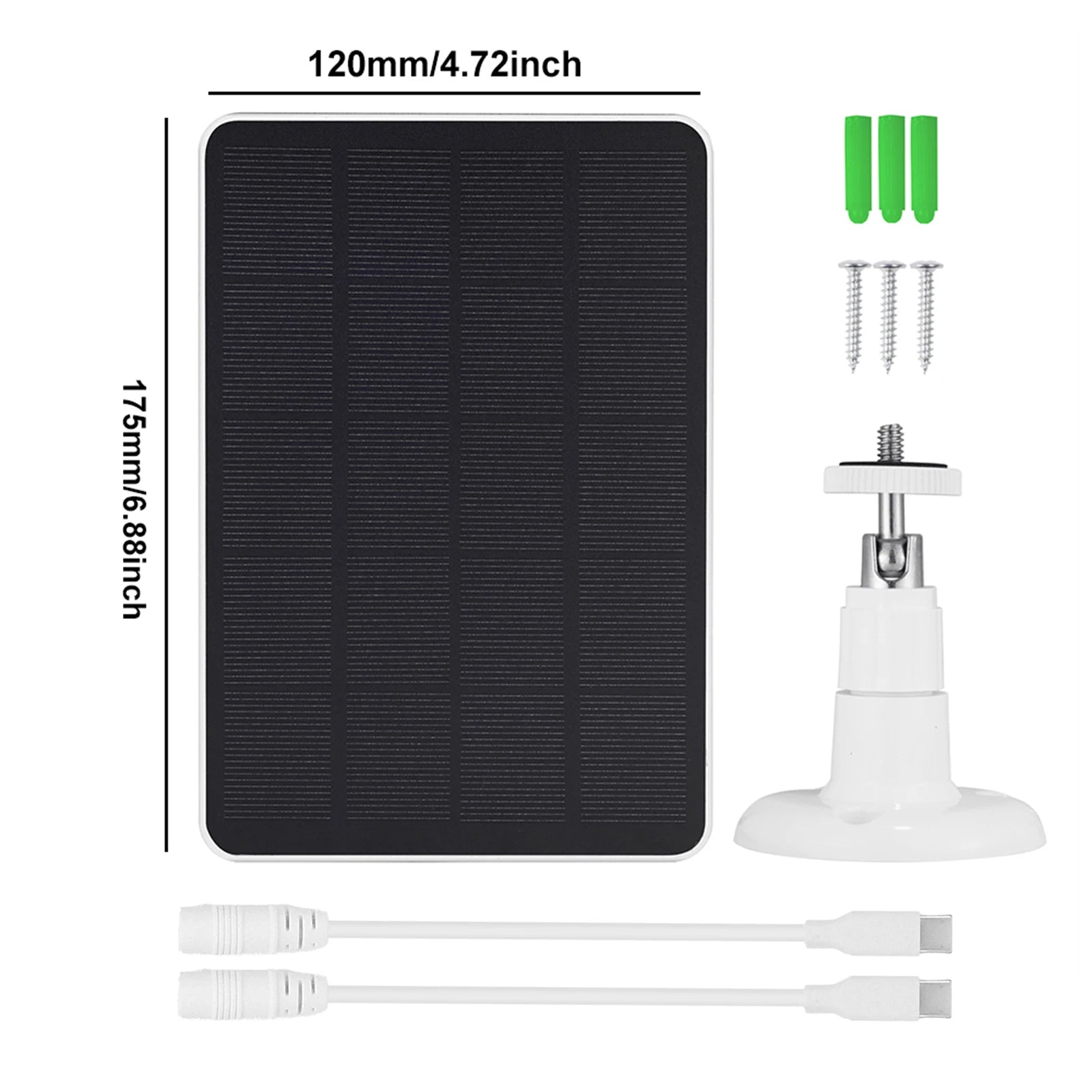 20W IP Security Camera Charger DC3.5x1.35-port Solar Panel Kit Wall Mount Bracket for Ring Spotlight Camera/Ring Stick Up Camera