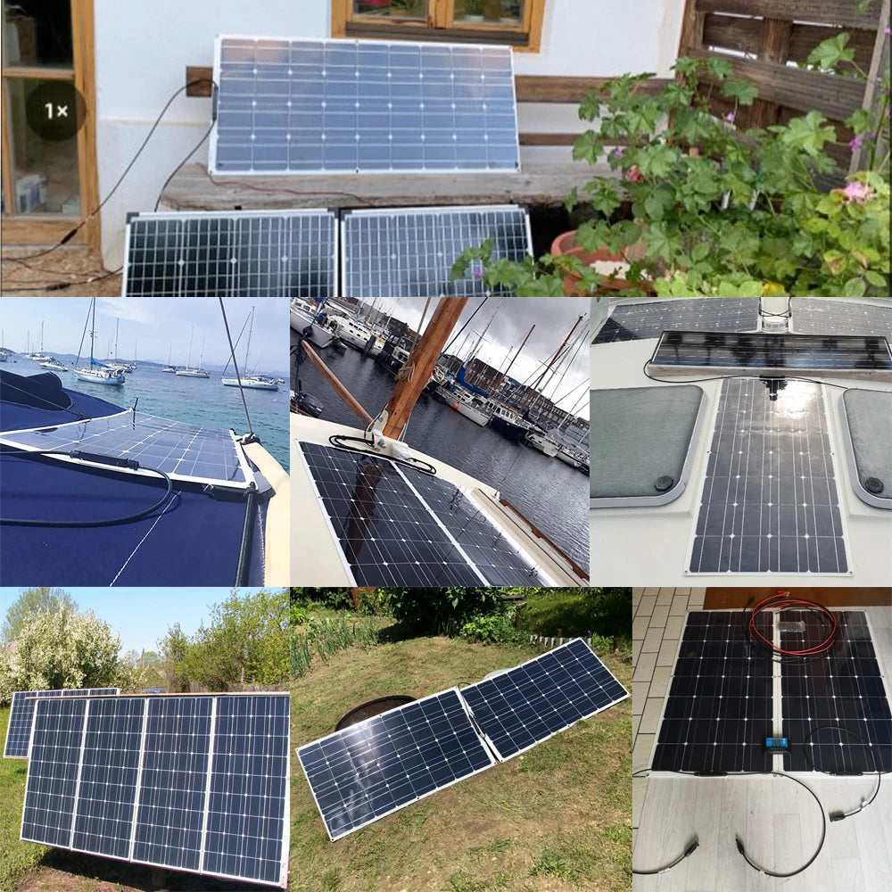 Solar panel kit Flexible Module 18V 120W 240w 360w 480w 600w 720w 12V or 24v photovoltaic for Motorhome Battery  Home Charger