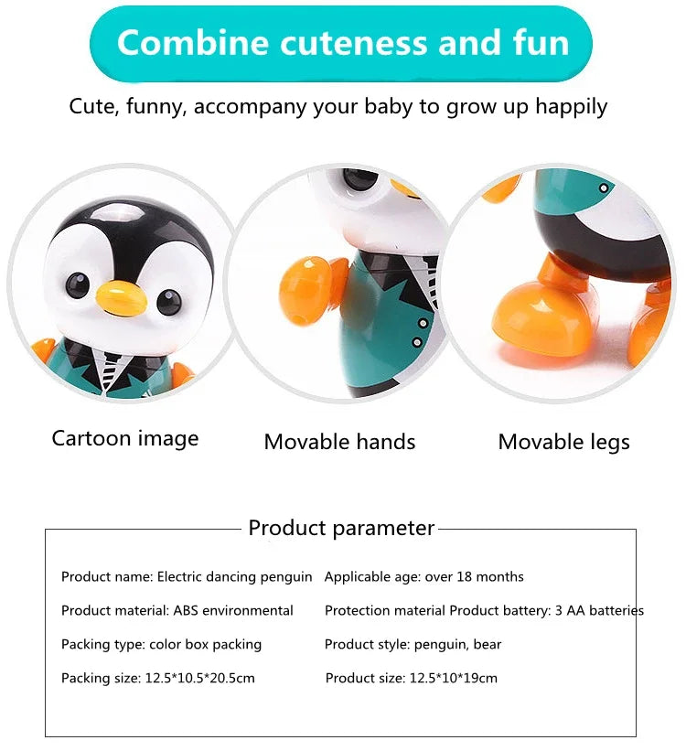 Music Penguin Electric Dancing Toy Robot Fun Educational Vocal Toy for All ages Boys Girls Interactive Learning and Playtime Fun