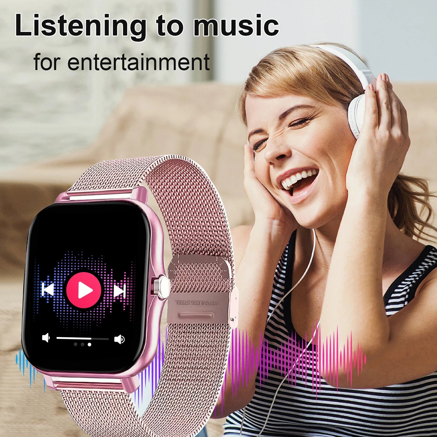 Smartwatch, multi-sport mode, call reminder/rejection, message reminder view, unisex, suitable for Android and iPhone