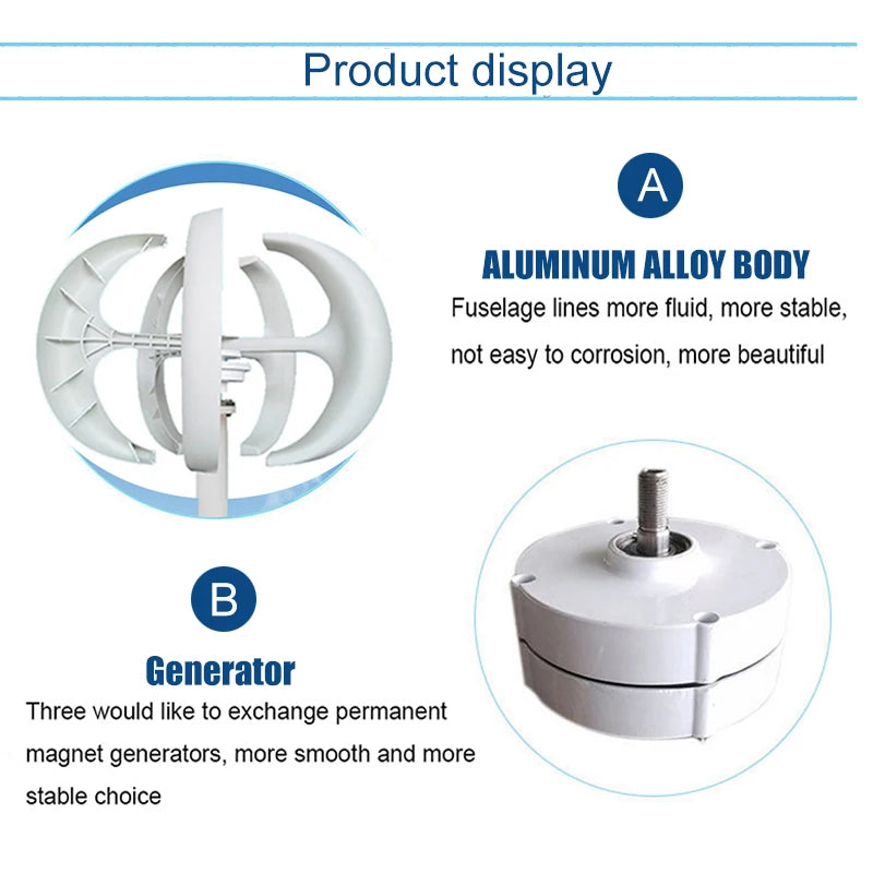 5000W Vertical Wind Turbine 12V 24V 48V Small Windmill Free Energy 220V Household Farm Sent To MPPT Controller