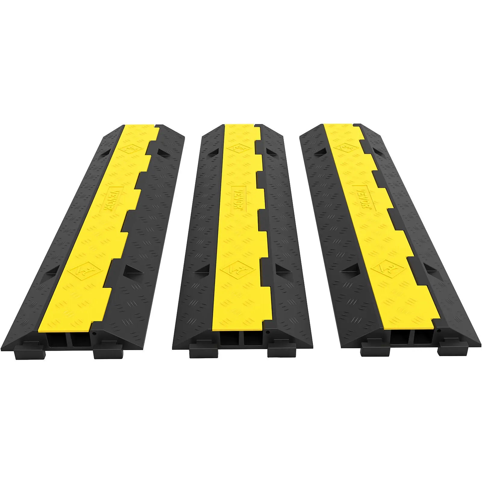 SucceBuy Cable Protector Ramp Wire Cable Cover Cord Guard 2 Channels Rubber + PVC 11000LBS Speed Bump Parking Driveway Traffic