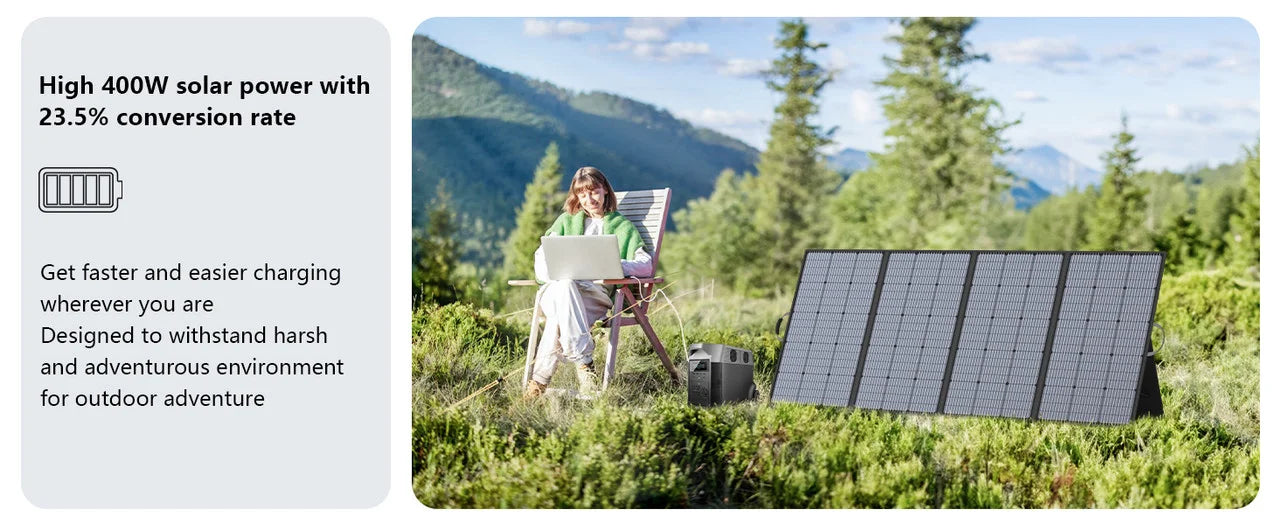 MHPOWOS 220/400W Lightweight Portable Solar Panel , Foldable Solar Panel with Kickstands for RV,Camping, Off Grid System