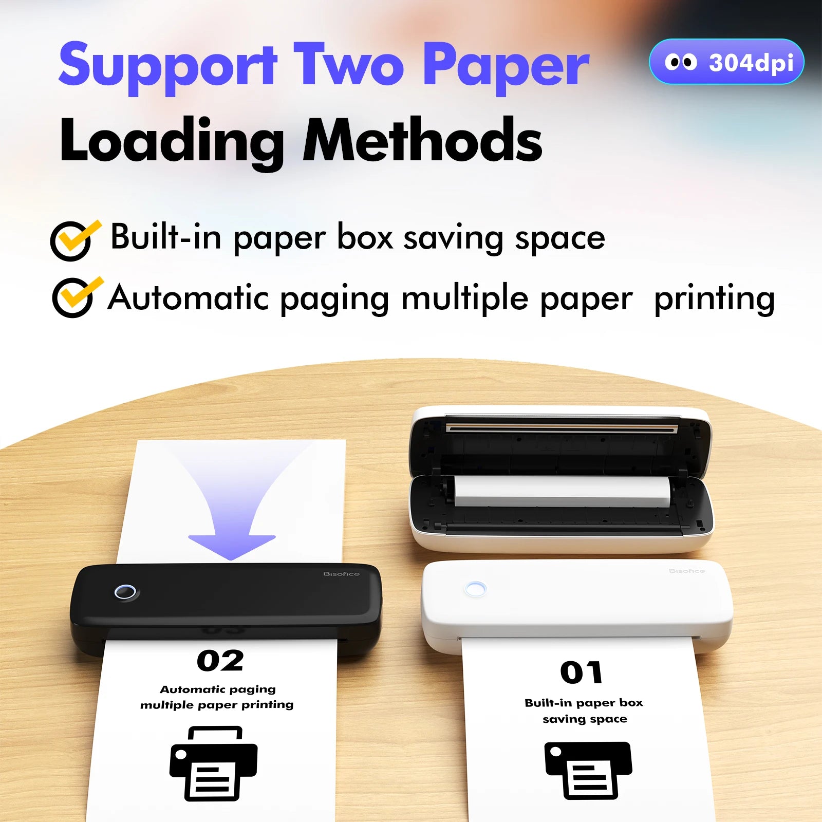 L81 A4 Thermal Printer Portable Printers Wireless Multi Size Versatile Mobile Thermal Printer 304DPI Study Office Work Tools