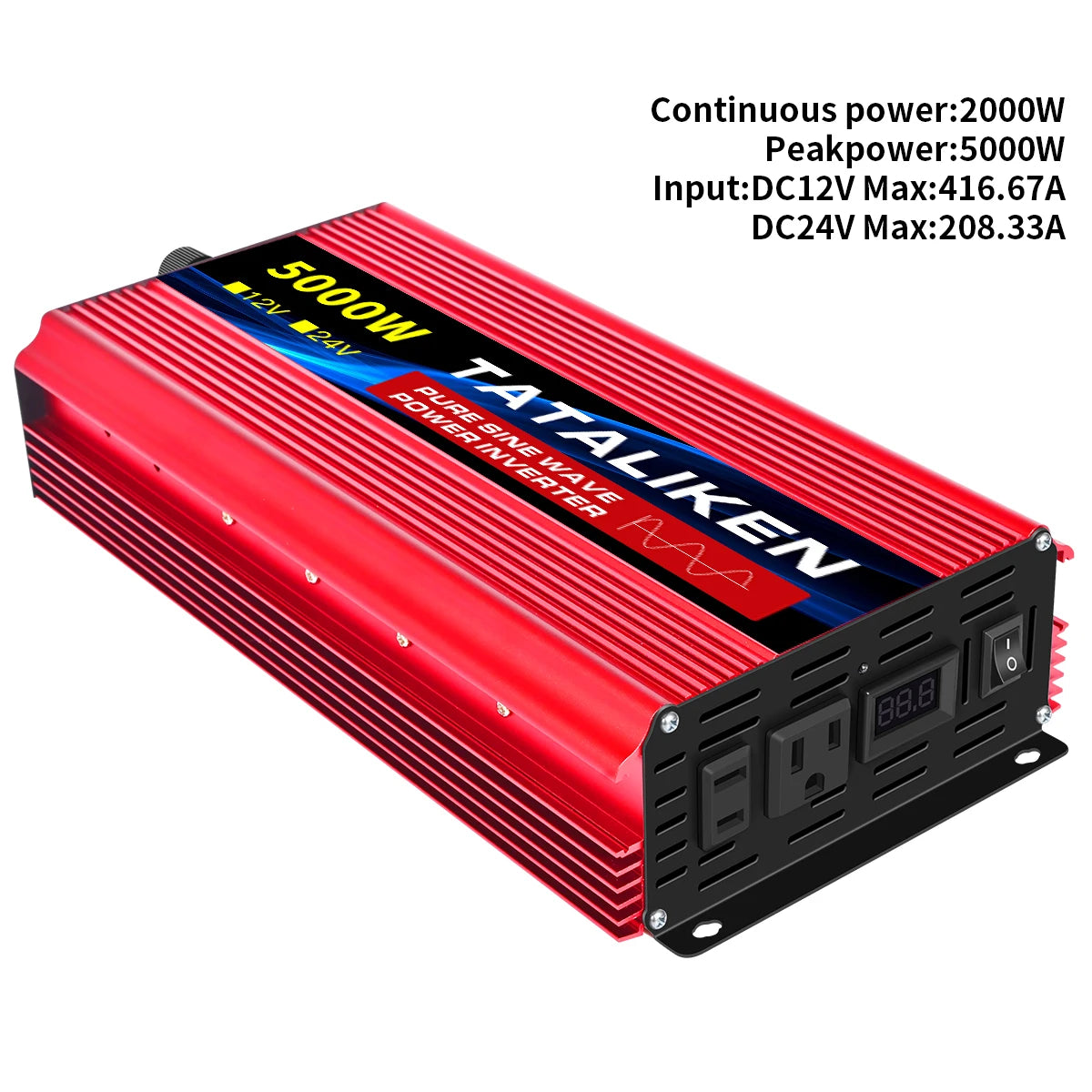 1000W/22000W/3000W/4000W 2 Sockets  Household Car Inverter DC12V to AC110V Pure Wave String 60HZ