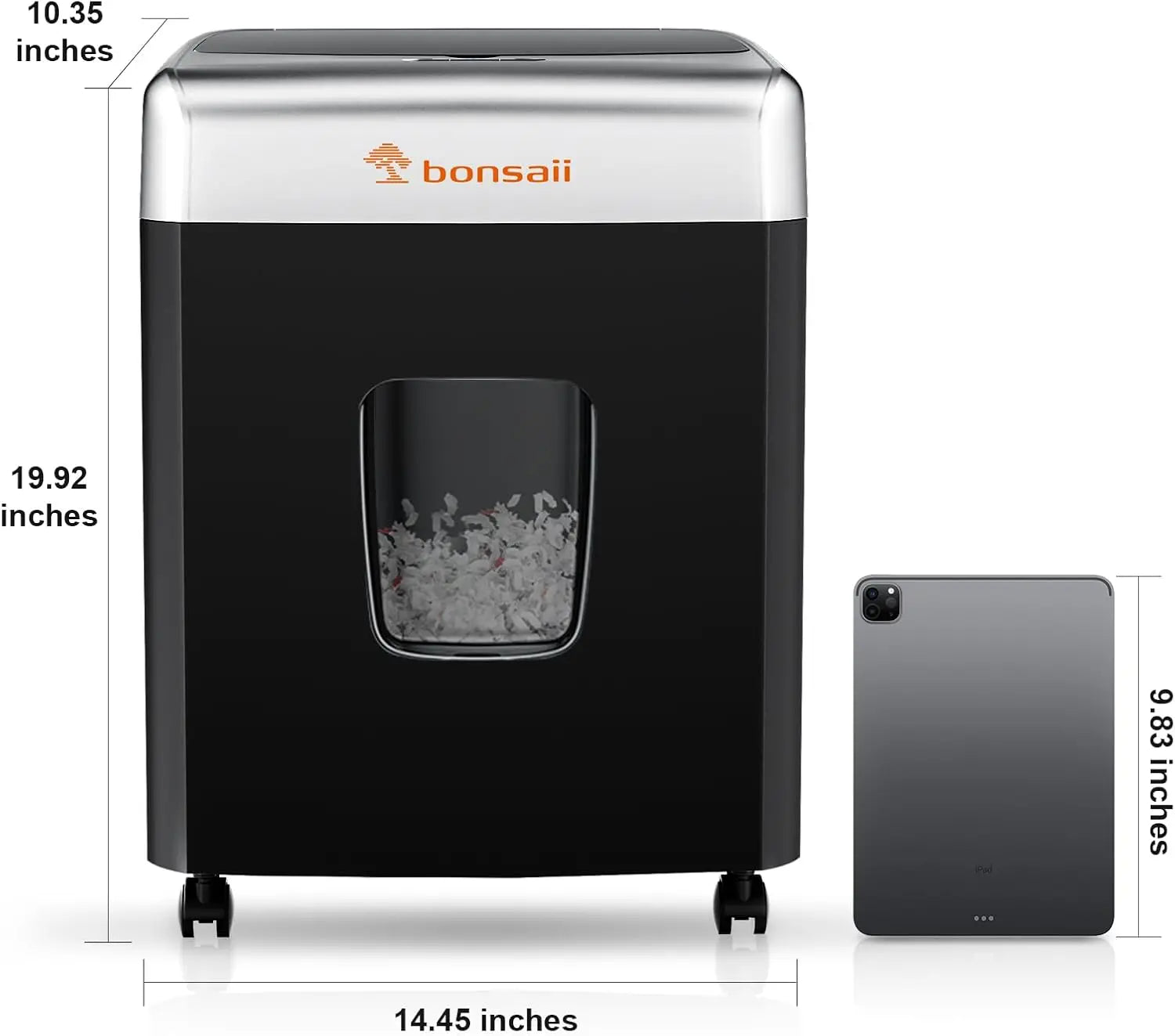 Bonsaii 110-Sheet Micro Cut Paper Shredder Auto Feeder Heavy Duty Paper Shredder for Office Use with 6 Gal large Wastebin