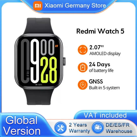 Xiaomi Redmi Watch 5 Global Version 2.07" 60Hz AMOLED Screen Built-in GNSS Bluetooth Call 150+ Sports Modes 24 Days Battery Life